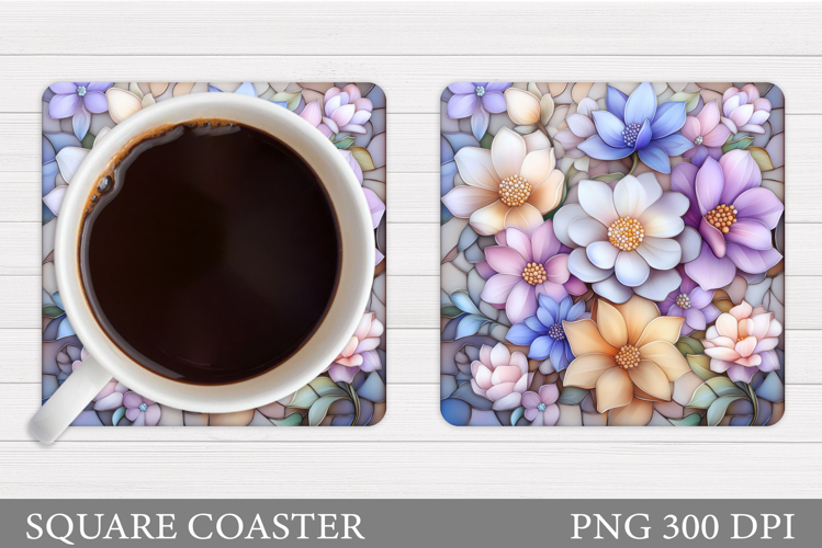 Floral Coaster Design. Flowers Coaster Sublimation