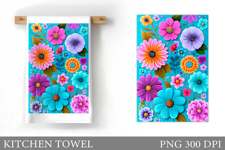 Flowers Kitchen Towel. Floral Kitchen Towel Sublimation
