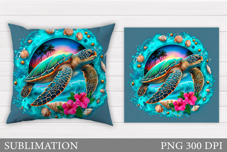 Sea Turtle Pillow Design. Turtle Sublimation