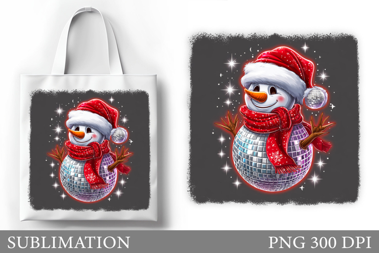 Disco Snowman Tote Bag. Christmas Tote Bag Sublimation