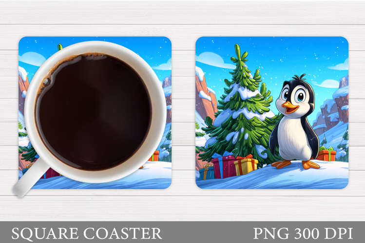 Christmas Penguin Coaster. Christmas Coaster Sublimation