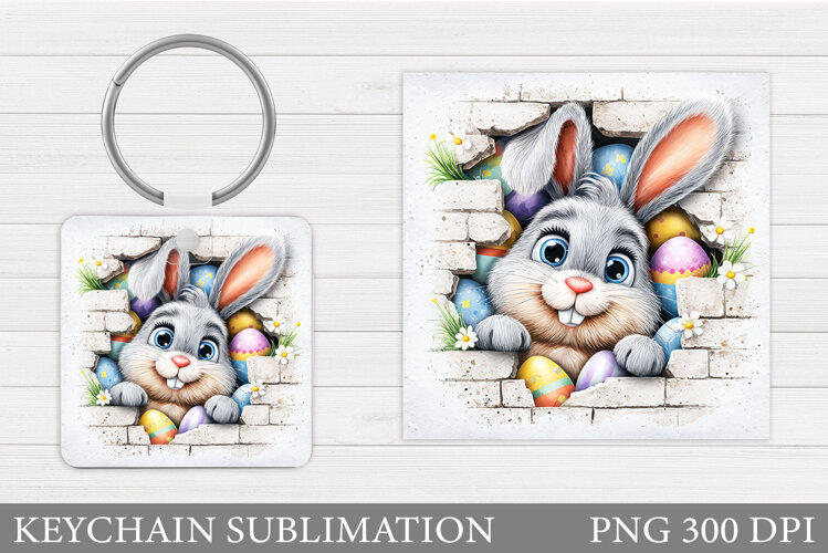 Easter Bunny Keychain Sublimation. Easter Keychain Design example image 1