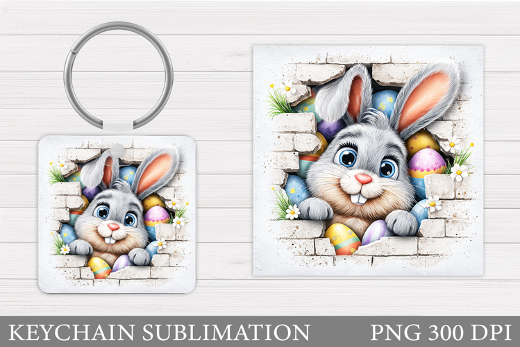 Easter Bunny Keychain Sublimation. Easter Keychain Design