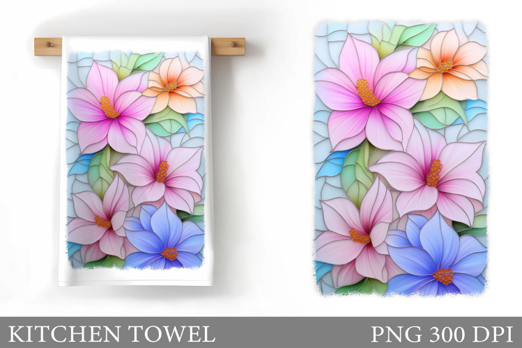 Flowers Kitchen Towel. Floral Kitchen Towel Design
