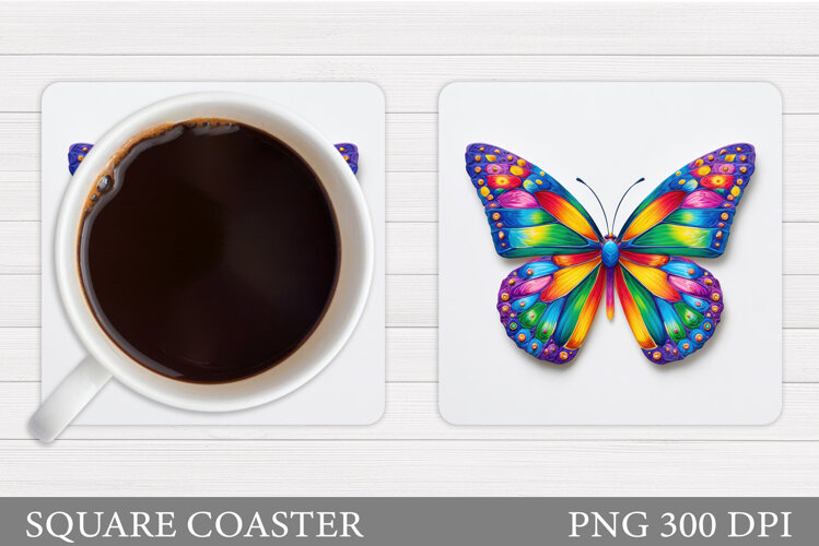 Butterfly Coaster Design. Butterfly Sublimation example image 1