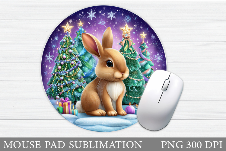 Christmas Bunny Mouse Pad. Christmas Mouse Pad Sublimation