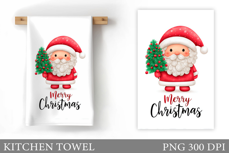 Santa Claus Kitchen Towel. Christmas Kitchen Towel Design