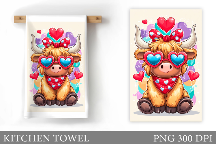 Valentines Cow Kitchen Towel. Valentine Kitchen Towel Design