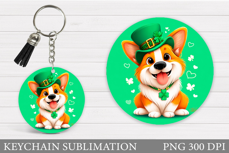 St Patrick Dog Keychain. St Patrick Keychain Sublimation