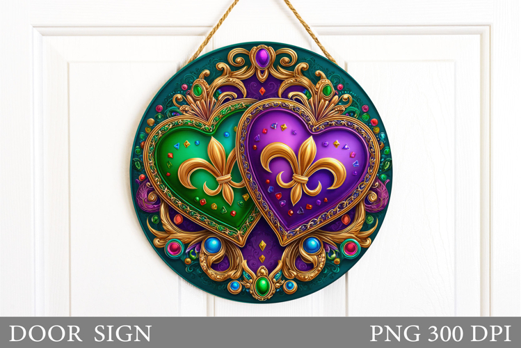 Mardi Gras Door Sign Design. Hearts Mardi Gras Sublimation