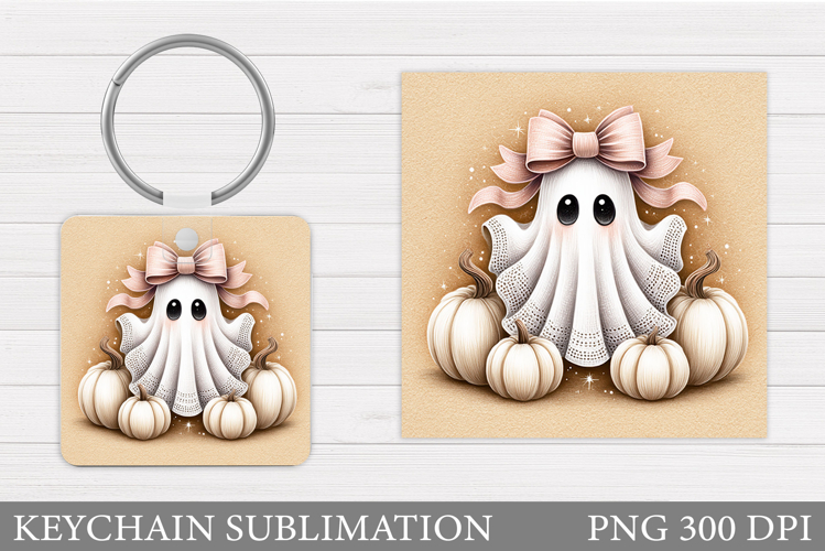 Halloween Keychain Sublimation. Ghost Keychain Design