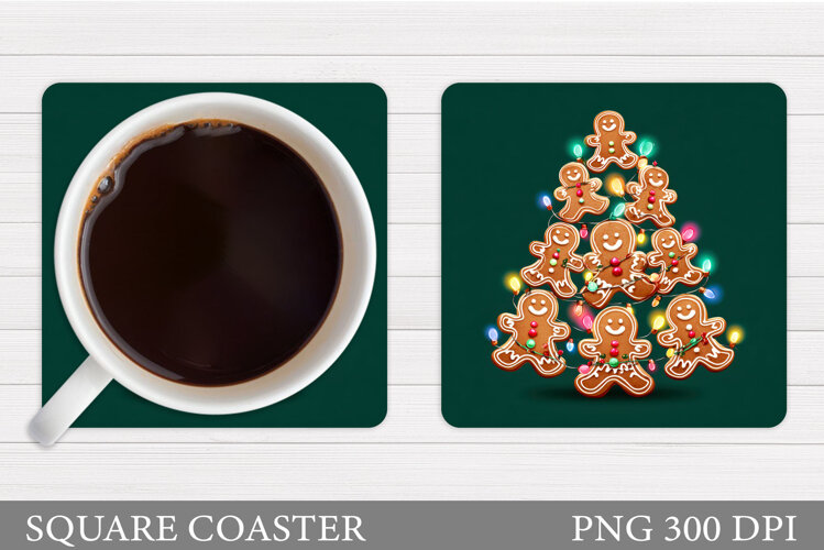 Gingerbread Coaster Design. Christmas Coaster Sublimation example image 1