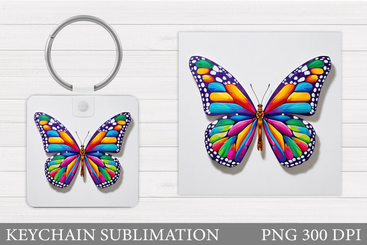 Butterfly Flowers Keychain. Butterfly Keychain Sublimation example image 1