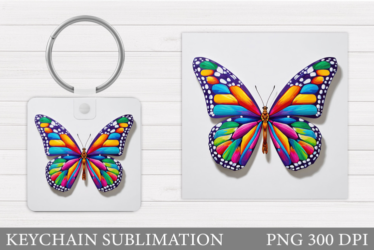 Butterfly Flowers Keychain. Butterfly Keychain Sublimation