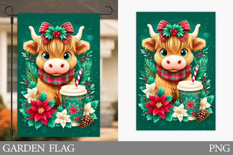 Christmas Cow Garden Flag. Christmas Garden Flag Design