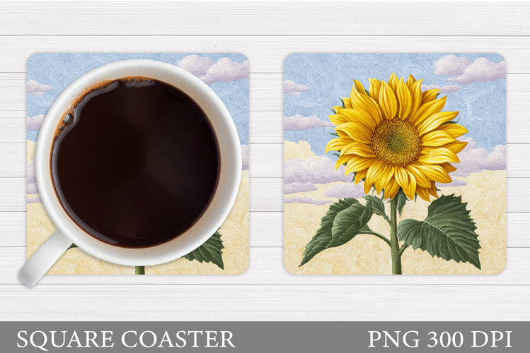 Sunflowers Square Coaster. Sunflowers Coaster Sublimation