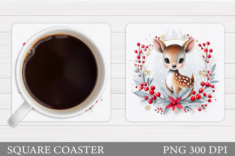 Christmas Deer Coaster Design. Christmas Coaster Sublimation