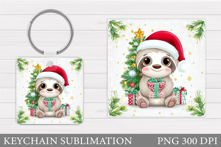 Christmas Sloth Keychain. Sloth Christmas Keychain Design