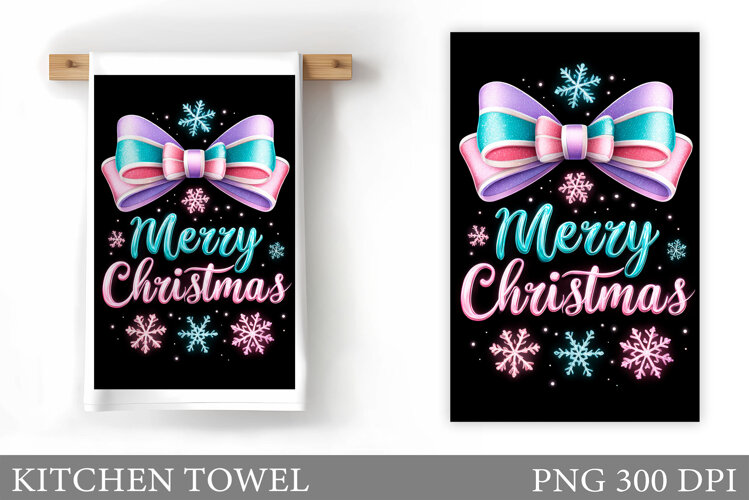 Iridescent Christmas Kitchen Towel. Christmas Sublimation example image 1
