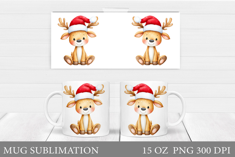 Christmas Deer Mug Design. Cute Deer Mug Sublimation