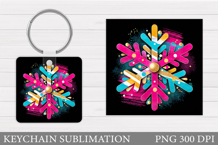 Snowflake Keychain Sublimation. Winter Keychain Design