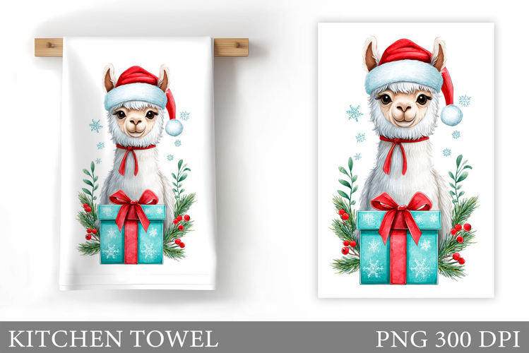 Christmas Lama Kitchen Towel. Christmas Kitchen Towel Design