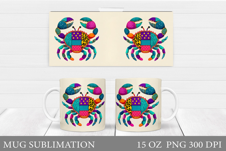 Crab Mug Design. Crab Mug Wrap Sublimation