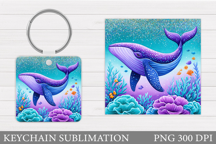 Whale Keychain Sublimation. Whale Sublimation