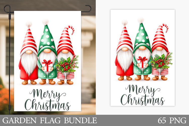 Christmas Gnome Garden Flag. Christmas Garden Flag Design