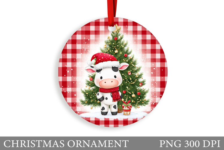 Cute Cow Christmas Ornament. Christmas Ornament Sublimation