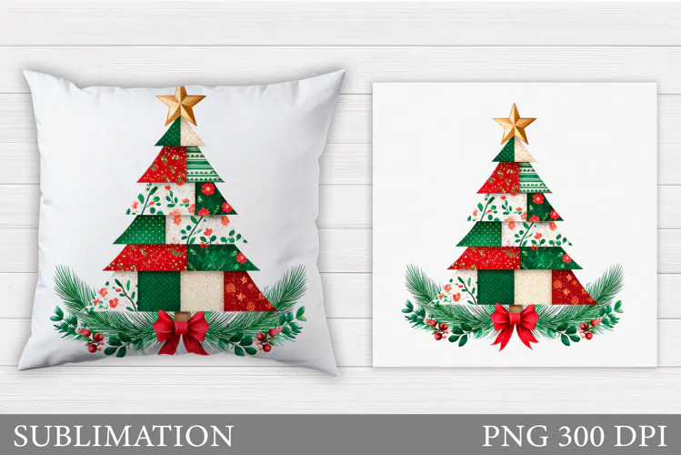 Christmas Tree Pillow Design. Christmas Pillow Sublimation