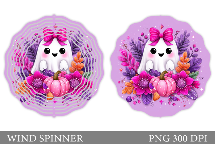 Cute Ghost Wind Spinner Design. Cute Halloween Wind Spinner example image 1