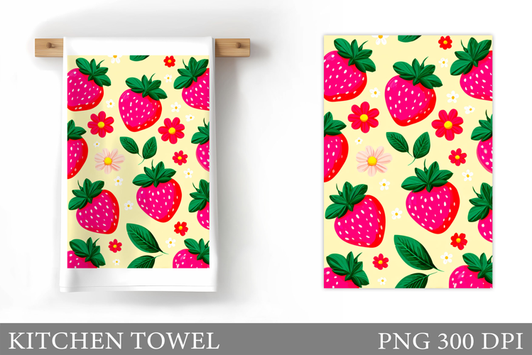 Strawberry Kitchen Towel. Strawberry Sublimation