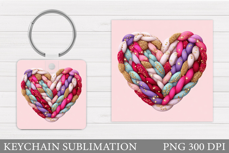 Heart Keychain Design. Valentine Keychain Sublimation