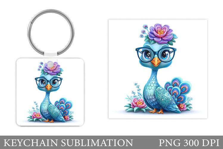 Peacock Keychain Design. Peacock Sublimation