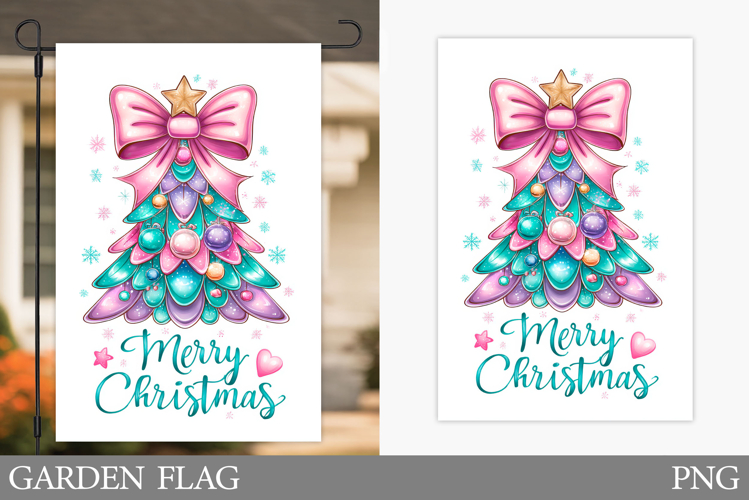Christmas Tree Garden Flag. Merry Christmas Garden Flag