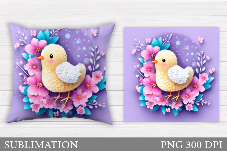 Spring Chick Pillow Sublimation. Spring Pillow Design