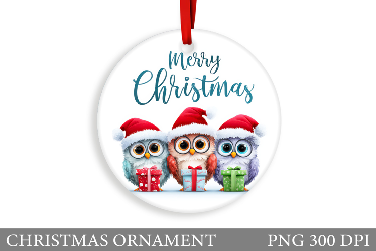 Cute Owl Christmas Ornament. Christmas Ornament Sublimation