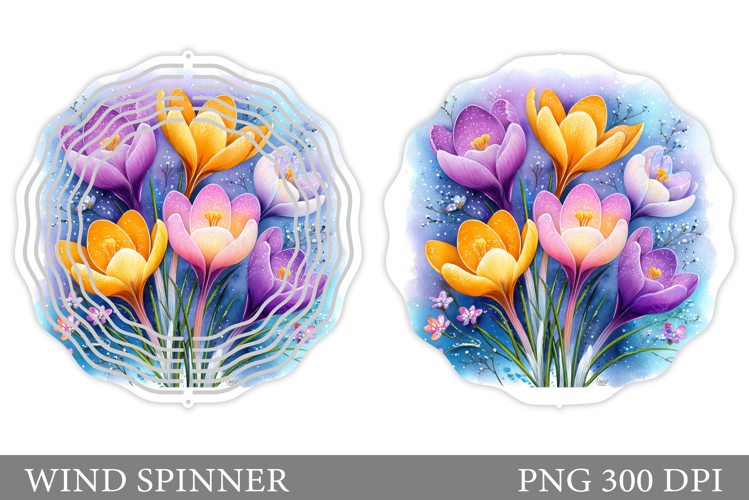 Crocus Wind Spinner Sublimation. Flowers Wind Spinner Design