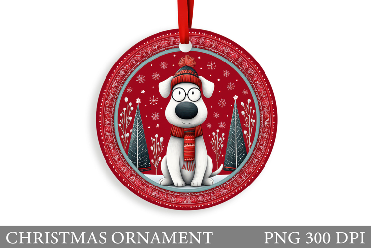 Cute Dog Christmas Ornament. Winter Dog Christmas Ornament