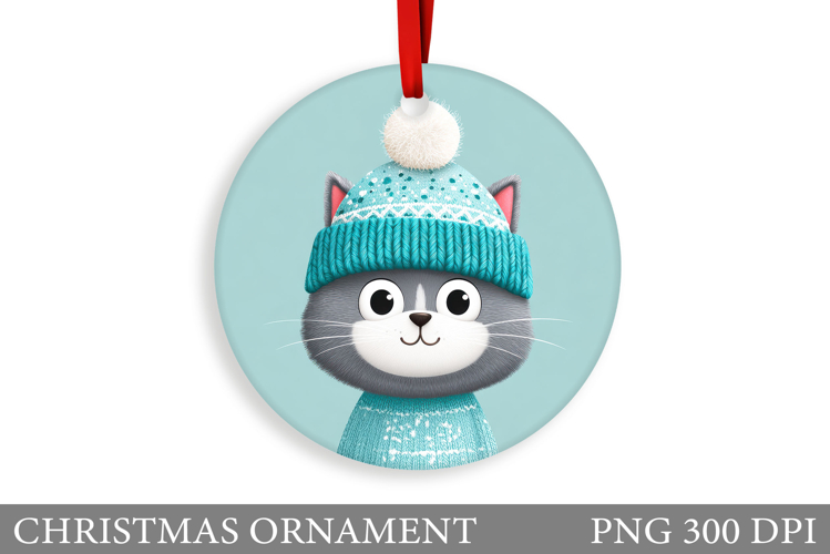 Cute Cat Christmas Ornament. Winter Cat Christmas Ornament