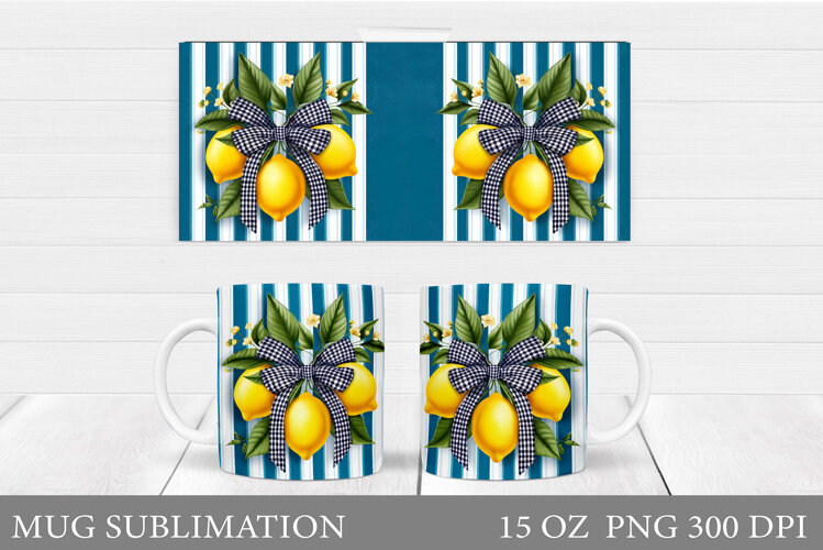 Lemons Mug Design. Summer Mug Sublimation example image 1