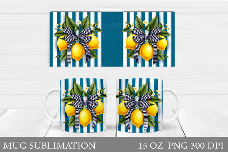 Lemons Mug Design. Summer Mug Sublimation