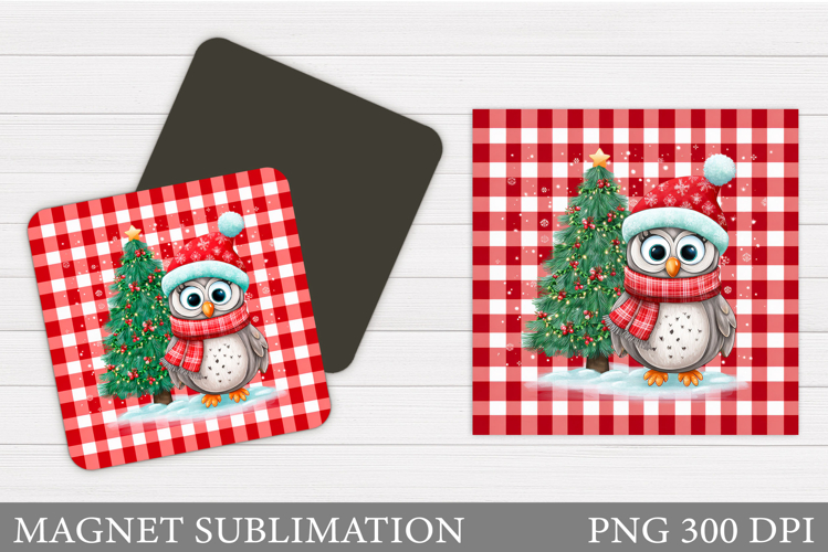 Christmas Owl Magnet Design. Christmas Magnet Sublimation
