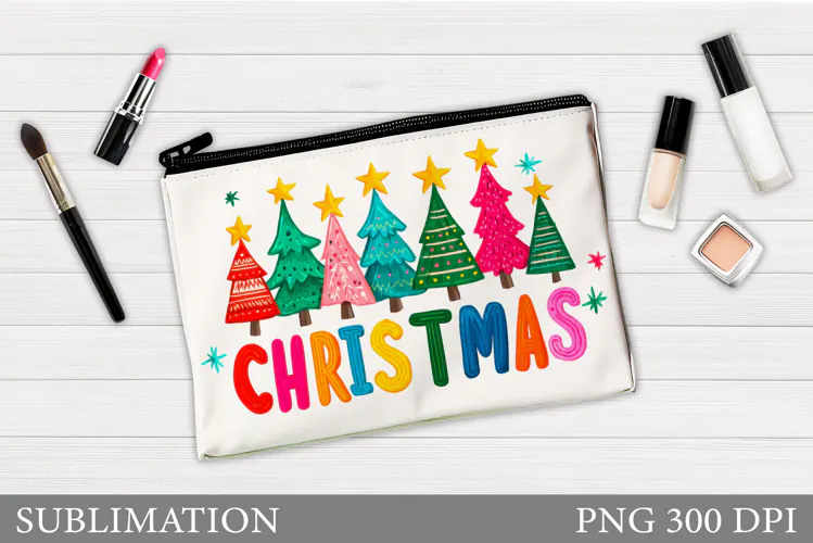 Christmas Makeup Bag Design. Merry Christmas Cosmetics Bag