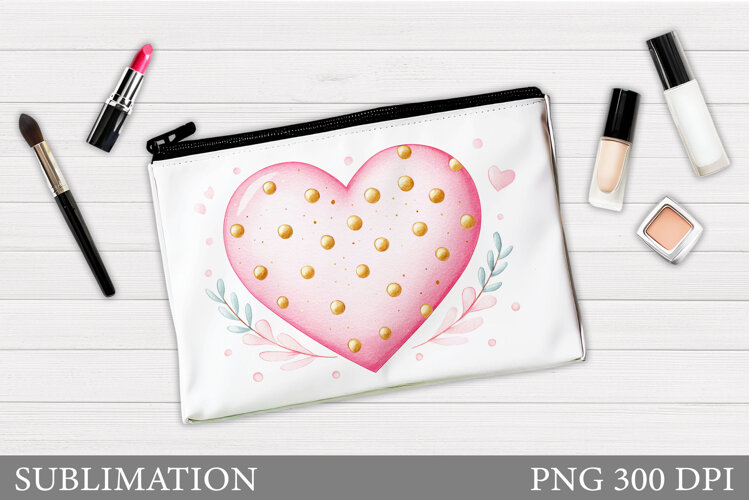 Heart Cosmetics Bag. Valentines Makeup Bag Design example image 1