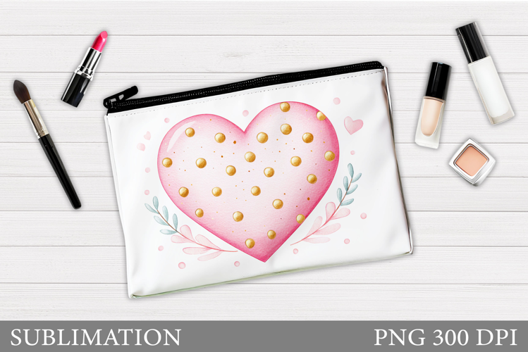 Heart Cosmetics Bag. Valentines Makeup Bag Design