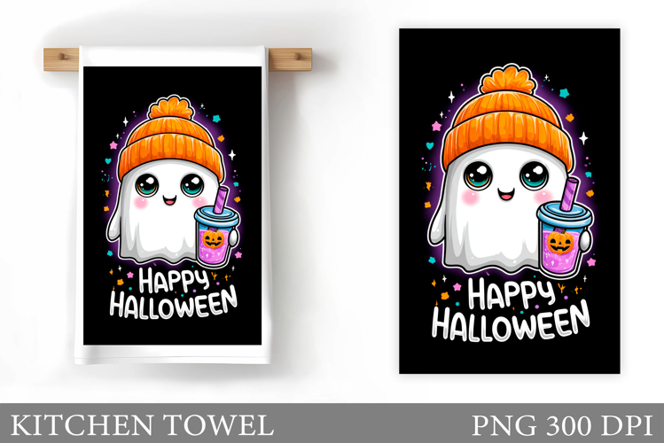 Cute Ghost Kitchen Towel. Halloween Kitchen Towel Design