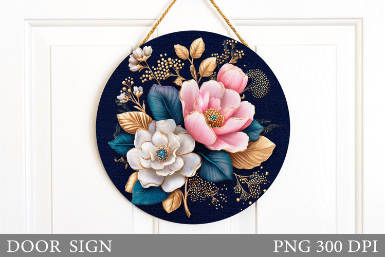 Flowers Door Sign Design. Floral Door Sign Sublimation
