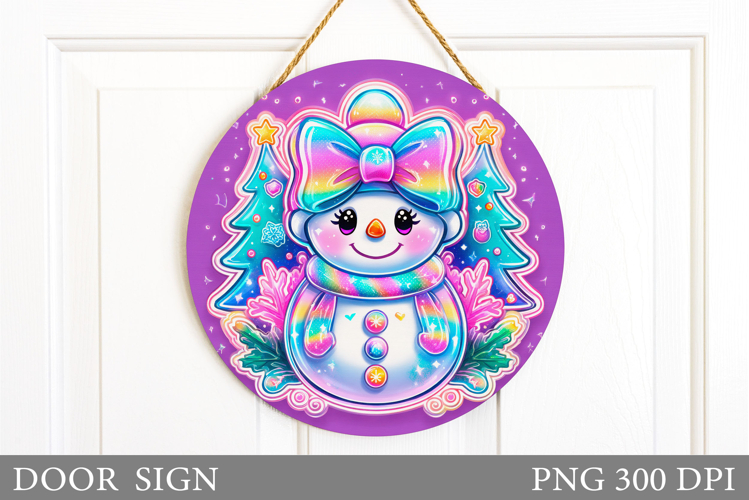 Cute Snowman Door Sign Design. Christmas Sublimation